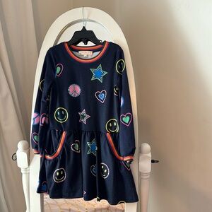 Truly me kids emoji print long sleeve fit and flare dress